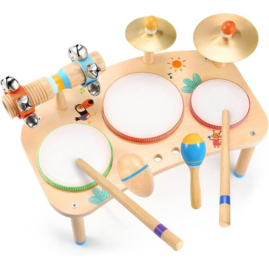WINYGZ Toddler Drum Set – 11 in 1 Kids Musical Instruments with Resonant Drums, Cymbals, Maraca... | Amazon (US)
