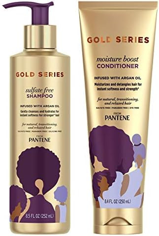 Pantene Shampoo and Sulfate Free Conditioner Kit, with Argan Oil, Pro-V Gold Series, for Natural ... | Amazon (US)