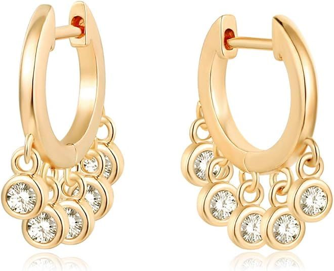 MYEARS Women Gold Huggie Hoop Earrings Tassel Dangle Drop 14K Gold Filled Small Boho Beach Simple... | Amazon (US)