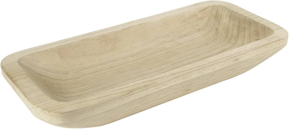 POPRHINO Wooden Dough Bowl Decorative Trays for Décor, 17.7" Wide Farmhouse Large Paulownia Deco... | Amazon (US)