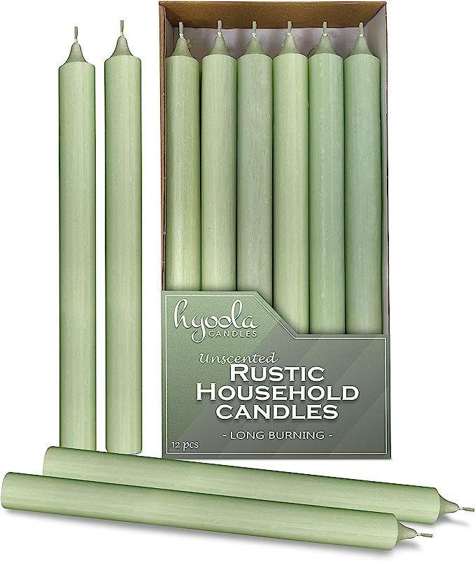 Hyoola 10 Inch Dinner Candles - 12 Pack - Light Green Tall Candles - Unscented Rustic Candles - L... | Amazon (US)