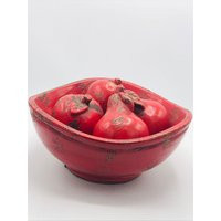 Vintage Large Red Hand Crafted Pottery Fruit Bowl Centerpiece Rustic Charm Decorative - One Of A Kind | Etsy (US)