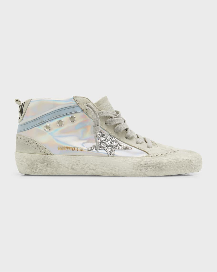 Golden Goose Mid Star Iridescent Glitter Wing-Tip Sneakers | Neiman Marcus