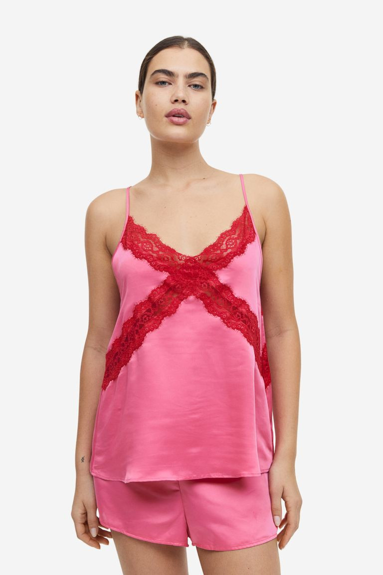 Pyjama cami top and shorts - Pink - Ladies | H&M GB | H&M (UK, MY, IN, SG, PH, TW, HK)