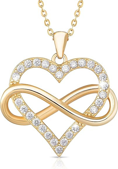 Sash & Soph Infinity Heart Necklace for Women. 925 Sterling Silver Heart Necklace for Girlfriend,... | Amazon (US)