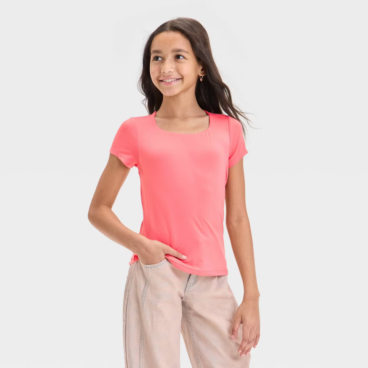 Girls' Short Sleeve Scoop Neck Super Soft T-Shirt - art class™ | Target