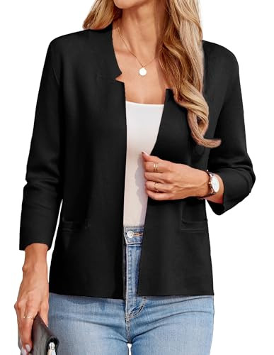 GRACE KARIN Women Sweater Blazer 3/4 Sleeve Cropped Cardigan Lightweight Notch Collar Knit Blazer... | Amazon (US)
