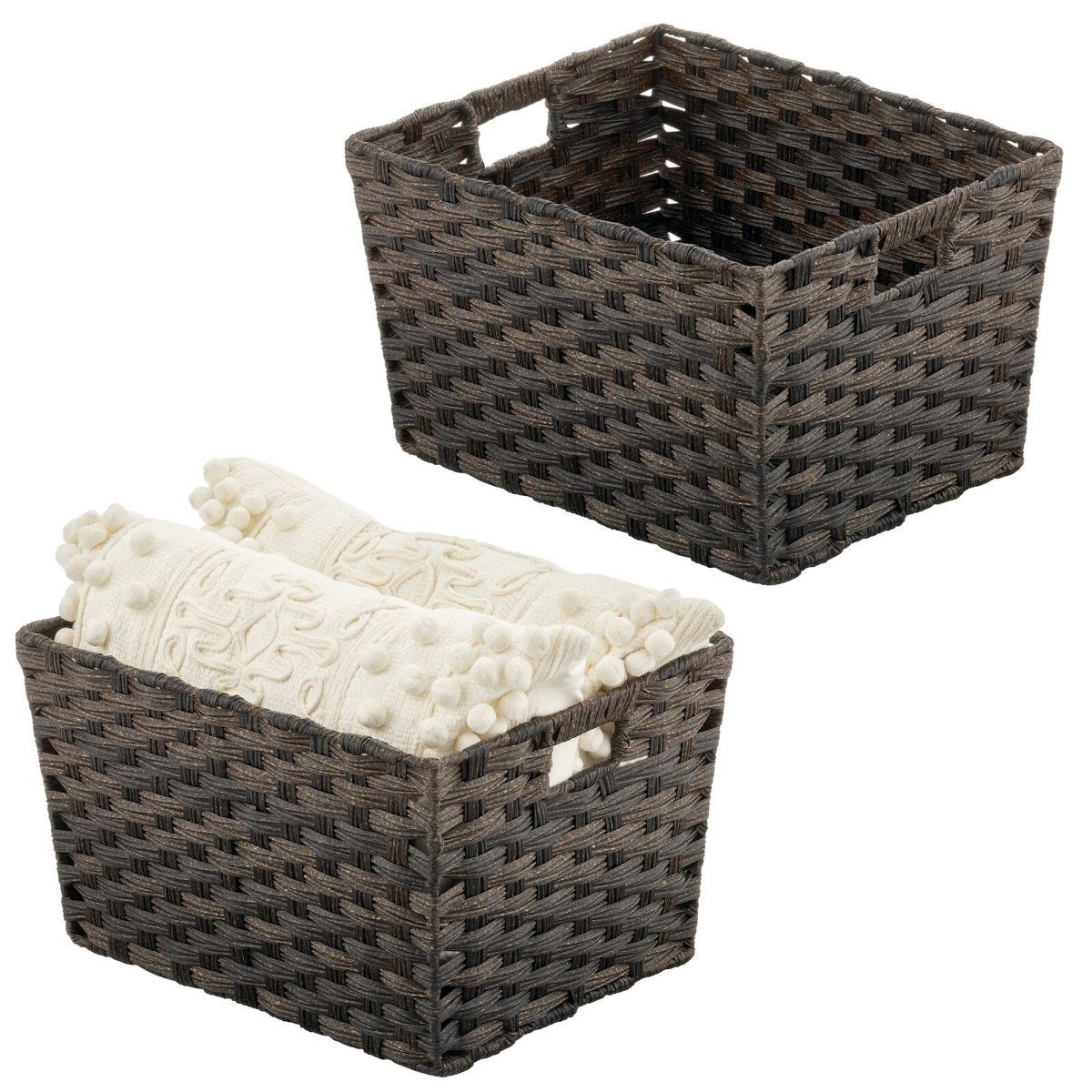 mDesign Wide Rectangular Woven Home Storage Basket Bin, 2 Pack | Target