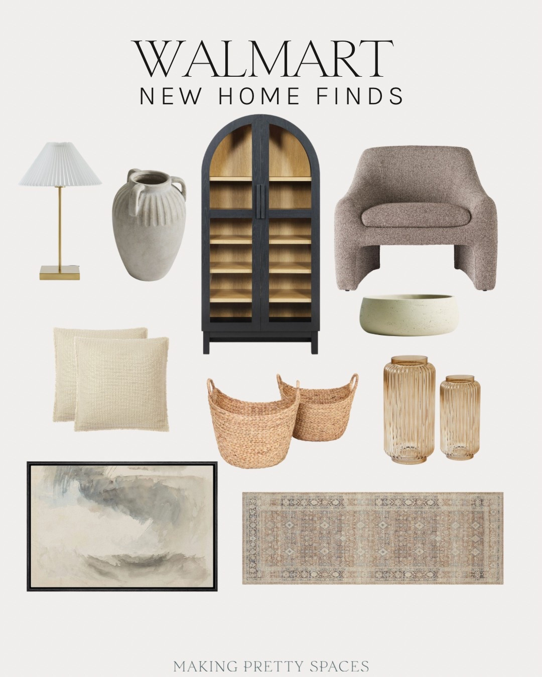 Walmart new home finds! Neutral, cozy, and perfect for adding a soft, warm touch to any room. 🤍✨ Home decor, abstract artwork, walmart, chair, wall art, cozy house, cozy furniture, neutral furniture, Walmart, Walmart style, Walmart furniture, neutral rug, lamps, baskets, woven basket, vases. Ceramic vase, cabinet, organic vase, home decor

#LTKHome #LTKStyleTip #LTKFindsUnder50