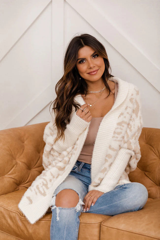 Caught Your Gaze Animal Print Ivory Cardigan | The Pink Lily Boutique