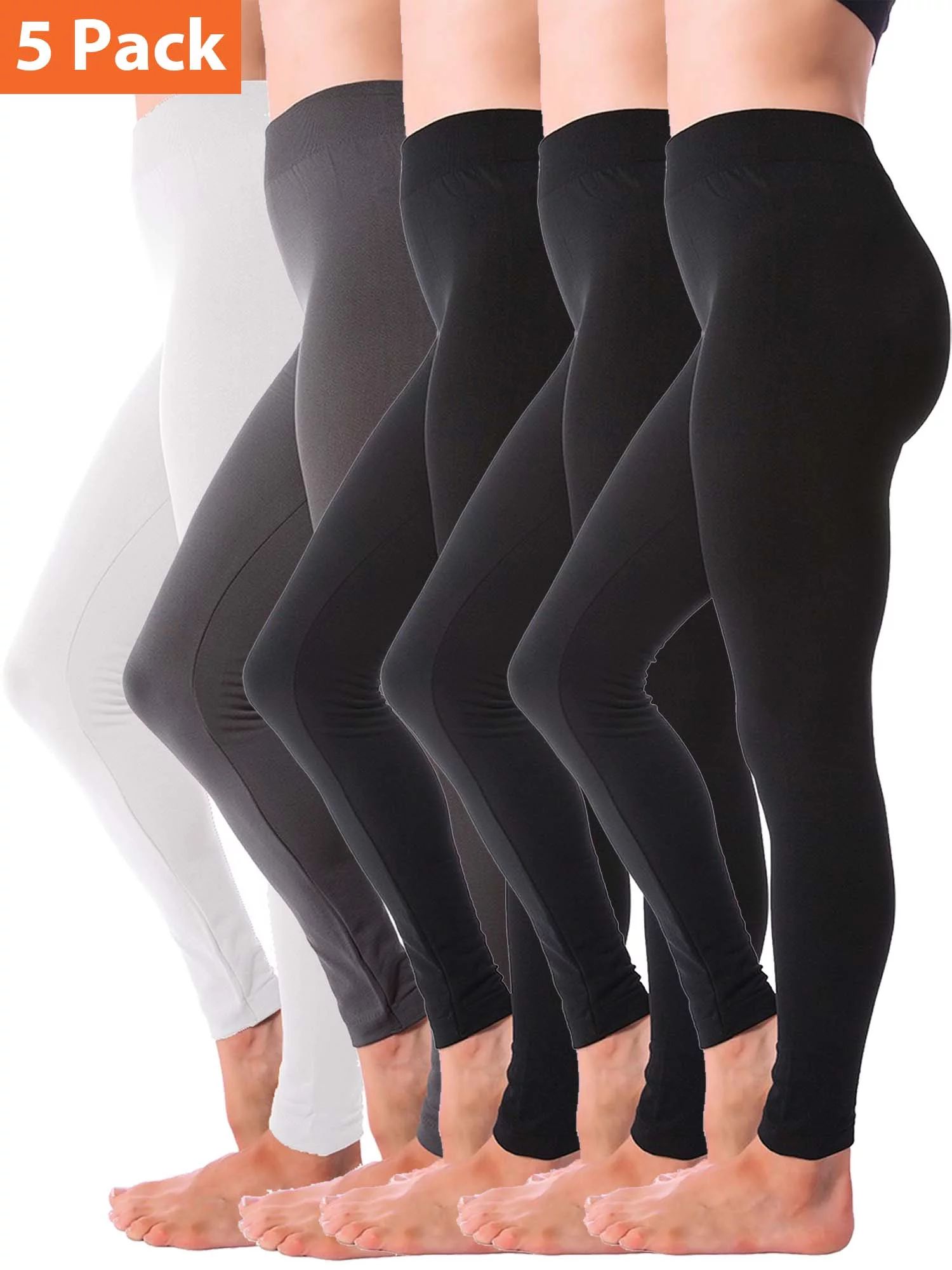 5-Pack Fleece Lined Leggings for Women Winter Warm Thermal Full Length Leggings | Walmart (US)