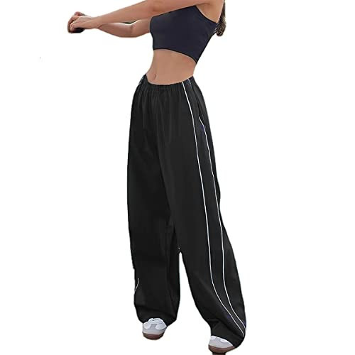 XPONNI Women's Baggy Track Pants Y2k Fall Fashion Pants (Black, Medium) | Amazon (US)