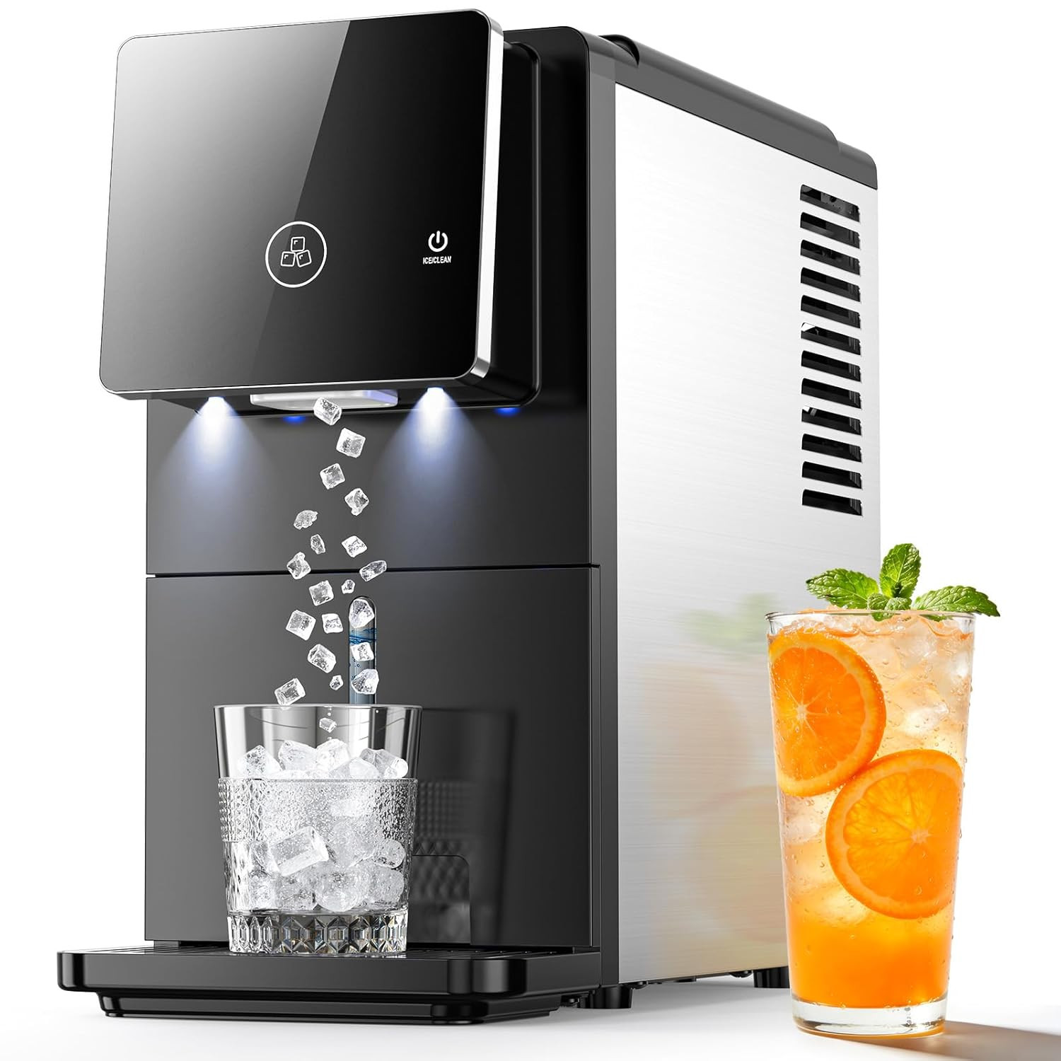COWSAR Nugget Countertop Ice Maker, 33 lbs/Day Chewable Pellet Ice Machine with Self-Cleaning, Auto Lighting & Measured Dispensing, Portable Pebble Ice Maker for Home, Kitchen, Office, Black | Amazon (US)