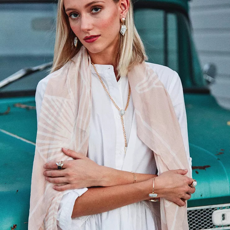 Sanctuary Project Semi Precious White Howlite Chain Link Y Statement Necklace Gold | Target