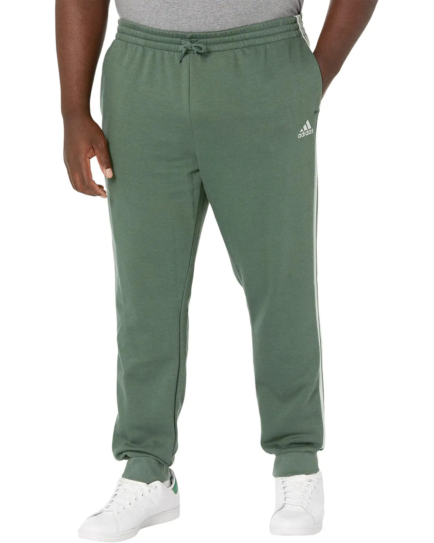 adidas Big & Tall Essentials 3-Stripes Tapered Cuff Fleece Pants | Zappos