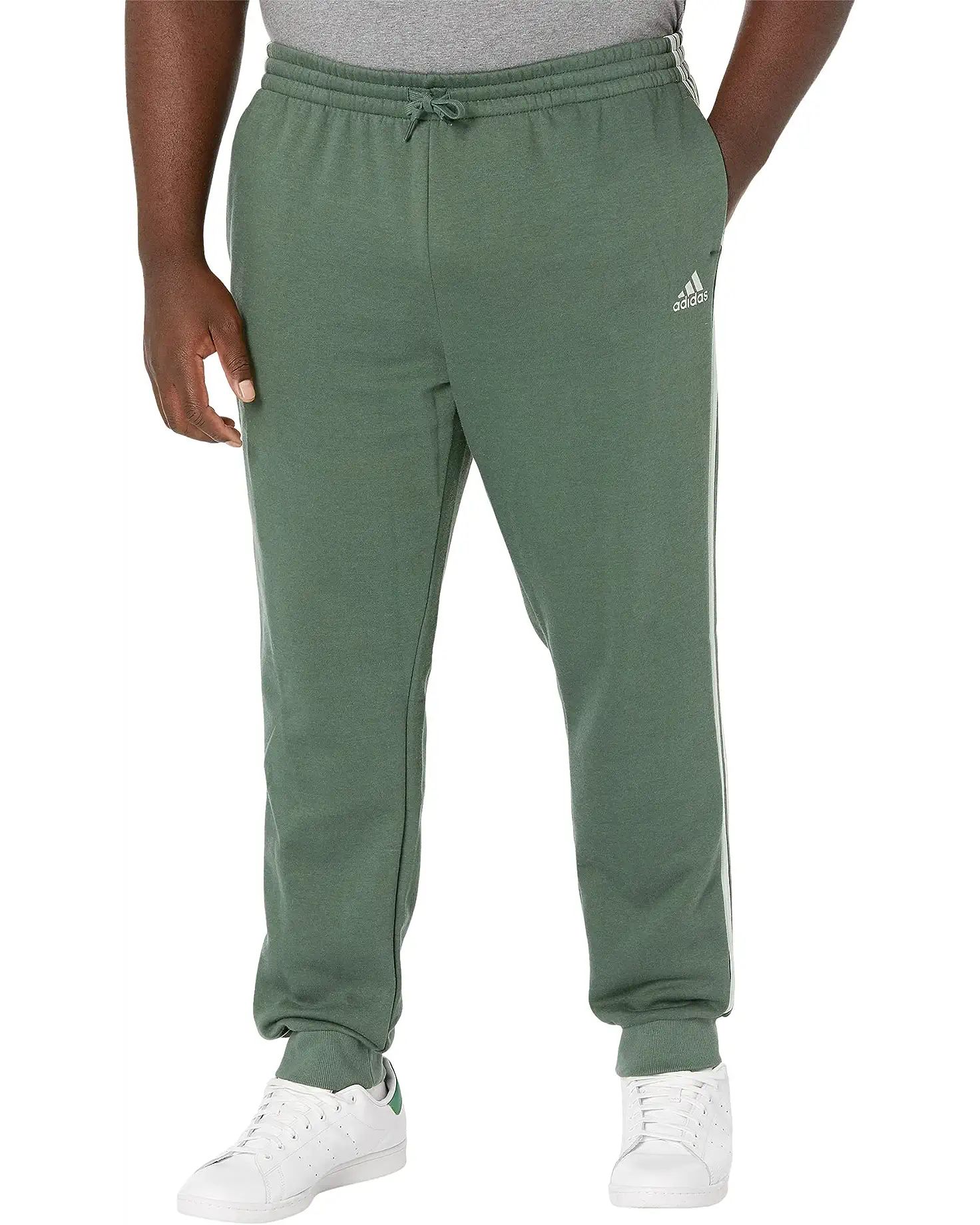 adidas Big & Tall Essentials 3-Stripes Tapered Cuff Fleece Pants | Zappos