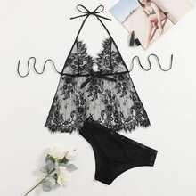 Plus Eyelash Lace Lingerie Set | SHEIN