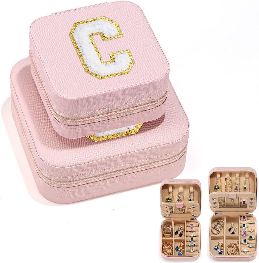 Parima 2 Pieces Travel Jewelry Organizers Set, Pink Gifts Jewelry Organizer Box for Women Girls G... | Amazon (US)