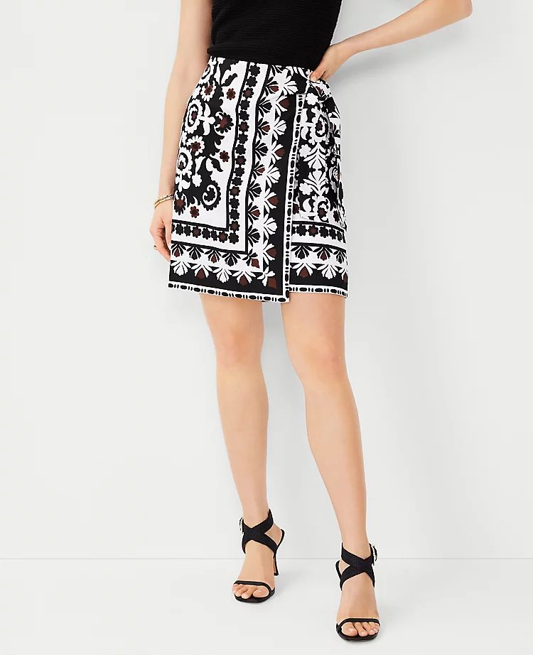 Petite Scarf Print Linen Blend Sarong Skirt | Ann Taylor (US)