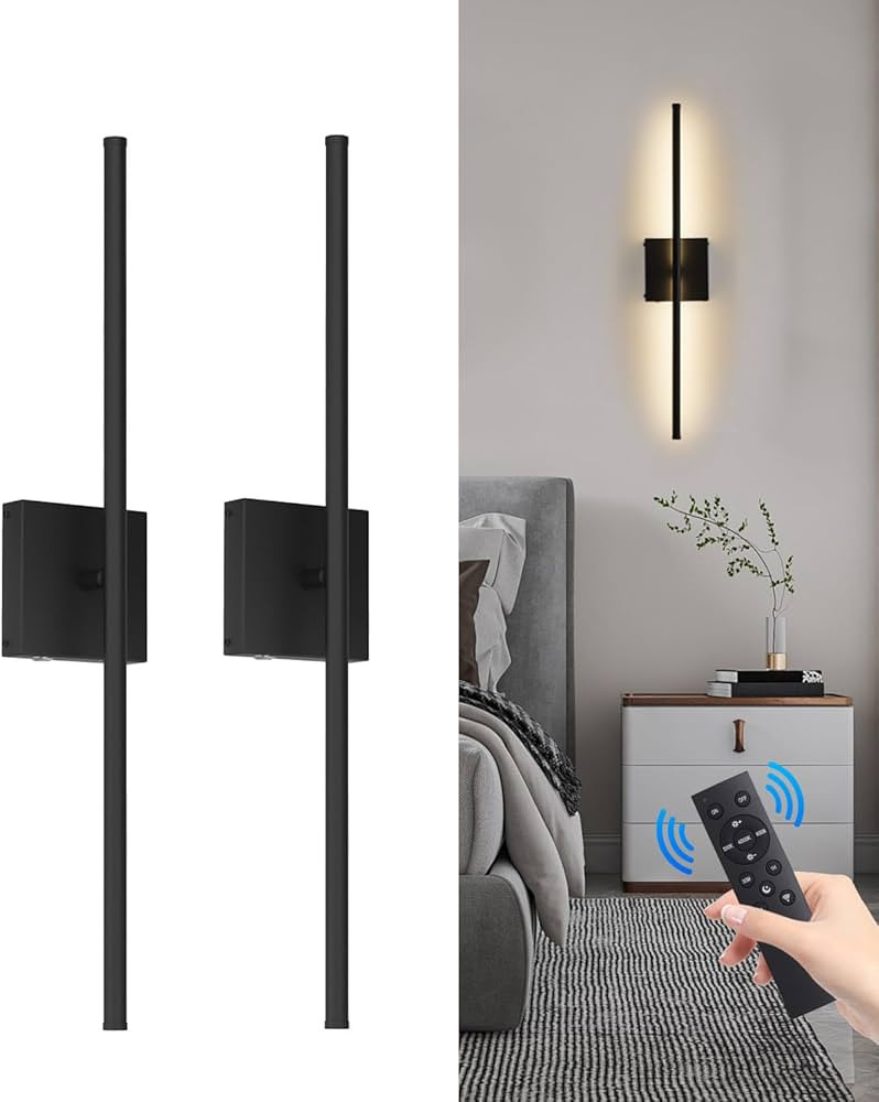Battery Operated Wall Sconces Set of 2, Dimmable Battery Wall Sconce with Remote Control,3000K-65... | Amazon (US)