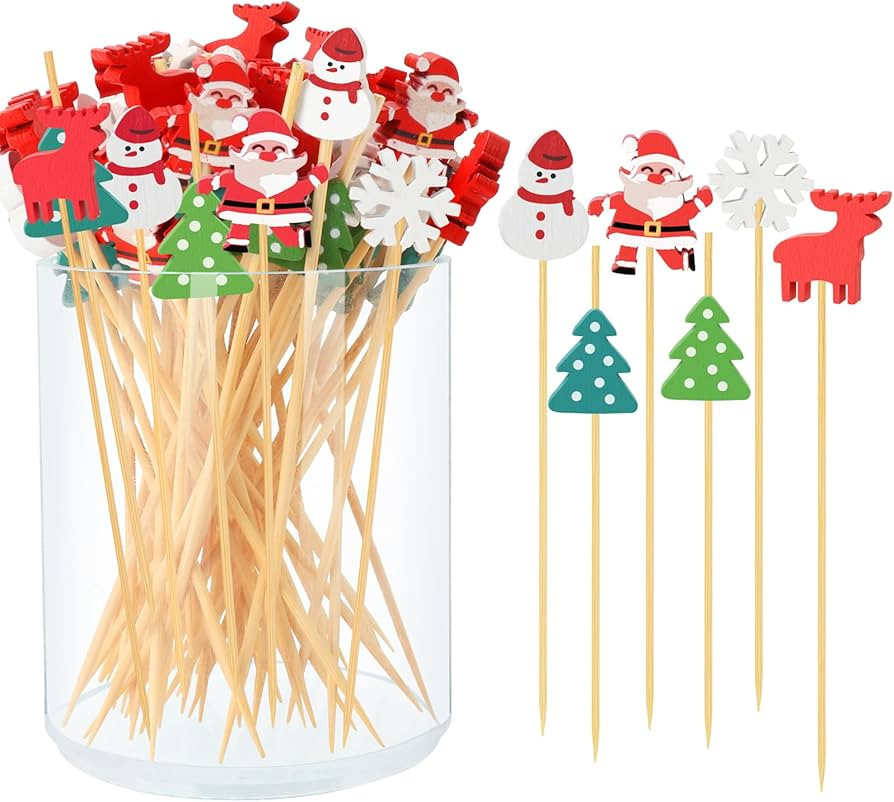 Christmas Cocktail Picks, 4.7 IN Christmas Toothpicks for Appetizers Fruit Dessert Food Sandwich,... | Amazon (US)