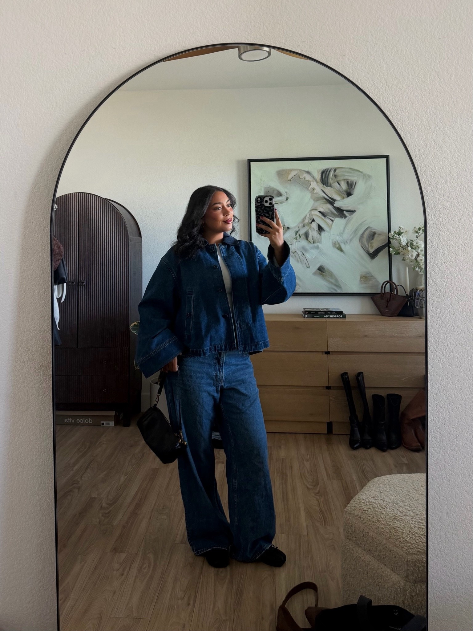 denim on denim fit of the day, this is my perfect denim jacket situation for fall/ winter from @jcrew (wearing a L, runs true to size)