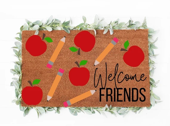 Welcome Friends Doormat  Teacher Decor  Classroom Doormat  - Etsy | Etsy (US)