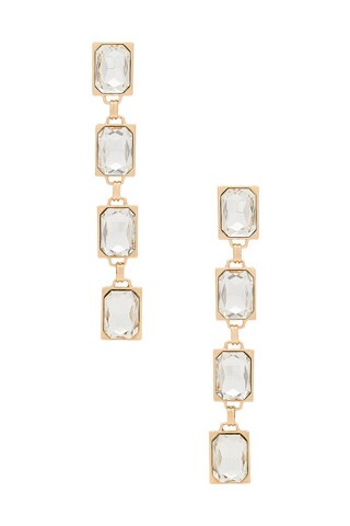 Ettika Crystal Rectangle Earrings in Clear Crystals from Revolve.com | Revolve Clothing (Global)