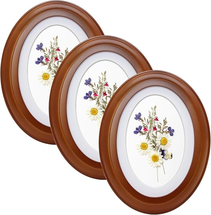 Vintage Oval Photo Frames Set of 3-5x7 & 8x10 Inches, Wood Decorative Frames in White, Black, & C... | Amazon (US)