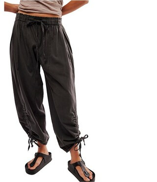 Free People Hadley Poplin Mid Rise Tie Front Drawstring Parachute Ankle Pant | Dillard's | Dillard's