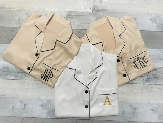 Monogrammed Pajamas, Bridesmaid Pajamas, Embroidered Pajamas, Pajama Set, Pajama Party, Bridal Pa... | Etsy (US)
