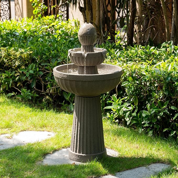 37.80” H Outdoor Water Fountain Made with Eco-Friendly Recyclable Materials, Polyethylene Casca... | Amazon (US)