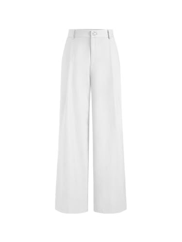 CIDER Solid Straight Leg Trousers: White, L | Amazon (US)