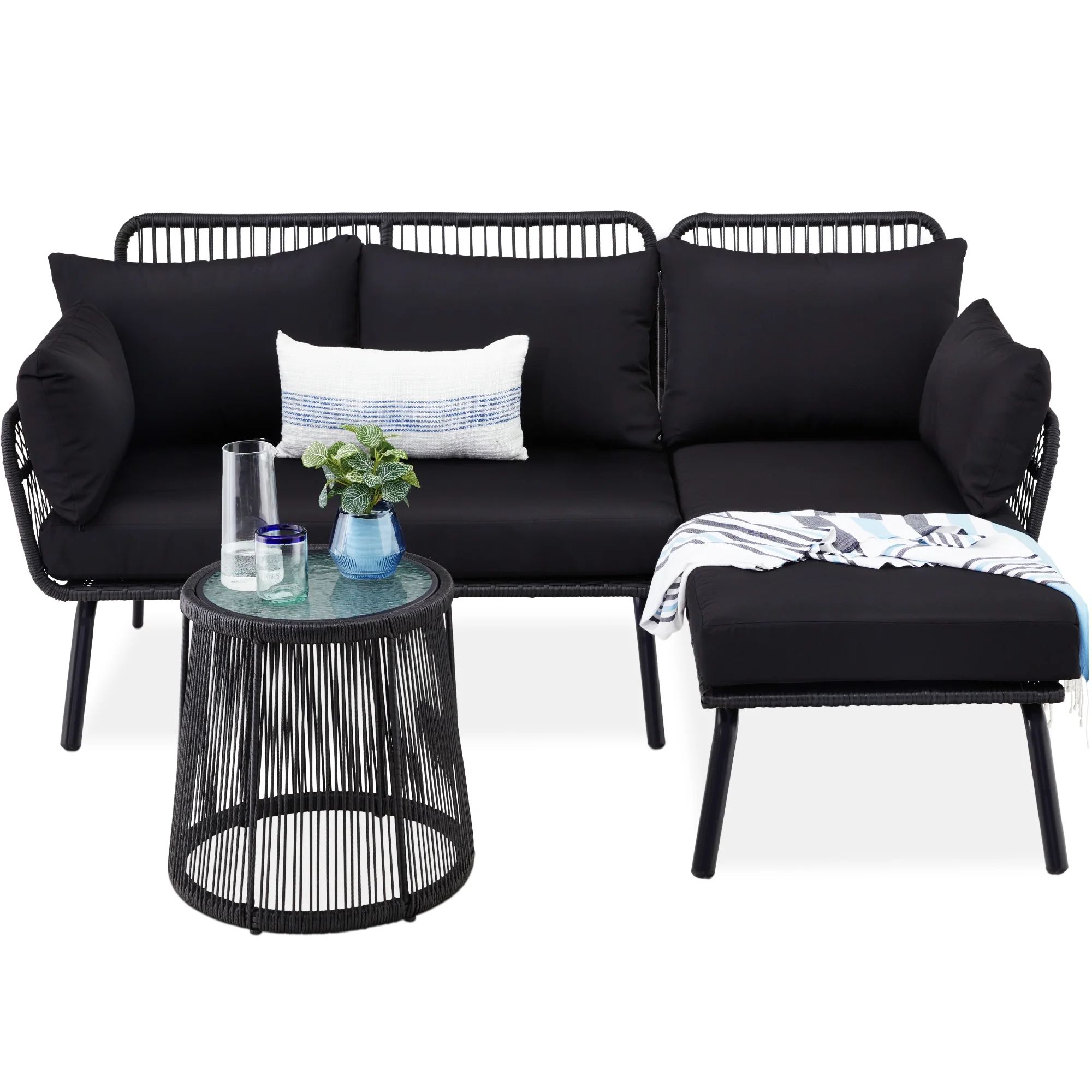 Best Choice Products Outdoor Woven Rope Sectional Patio Furniture, L-Shaped Conversation Set w/ T... | Walmart (US)