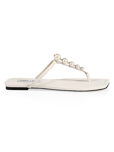 Alaina Faux Pearl-Embellished Leather Sandals | Saks Fifth Avenue