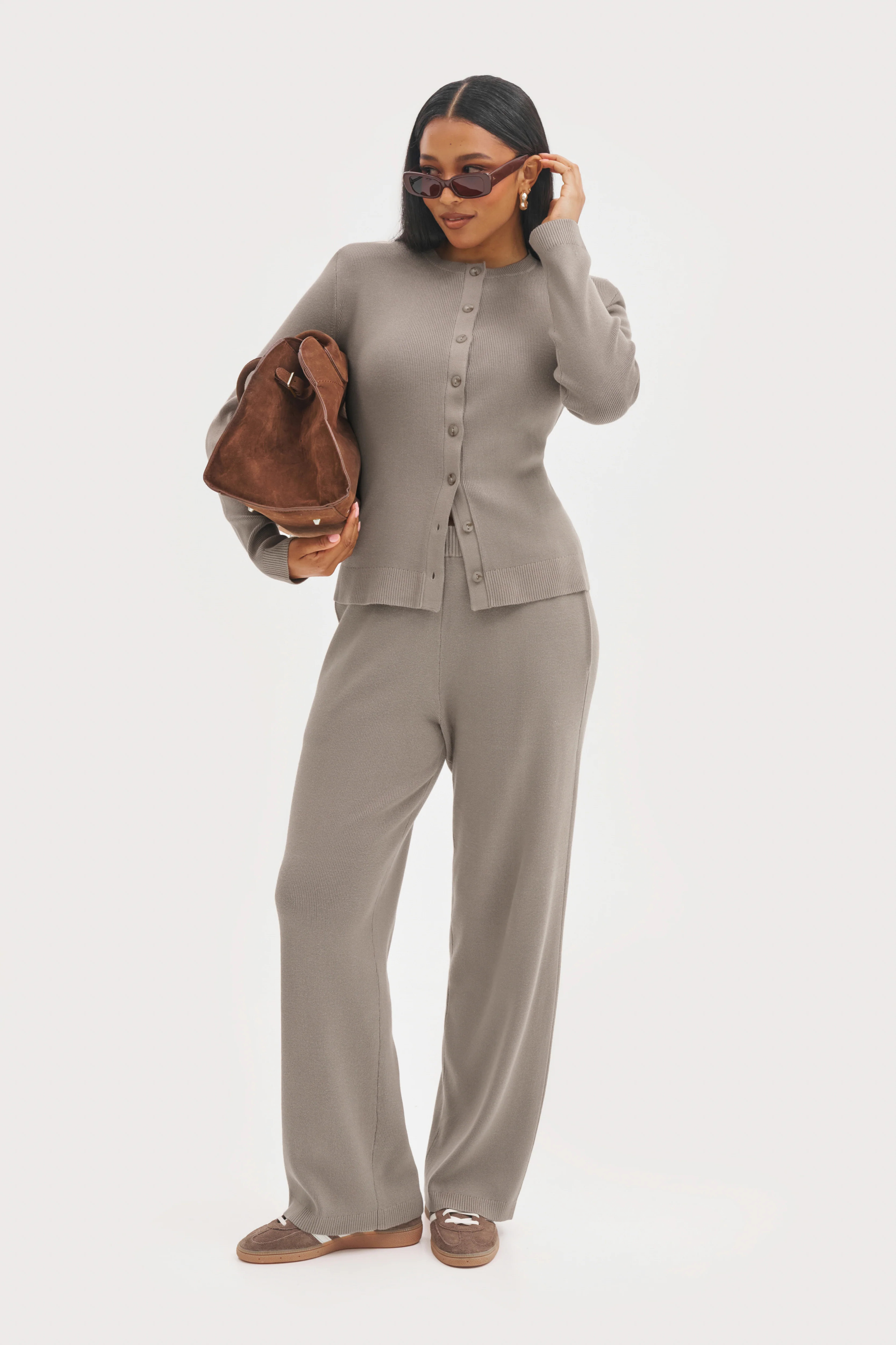 Retreat Ribbed Knit Pants - Taupe | Maebe