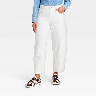 Women's High-Rise Barrel Jeans - Universal Thread™ White 16 Short | Target