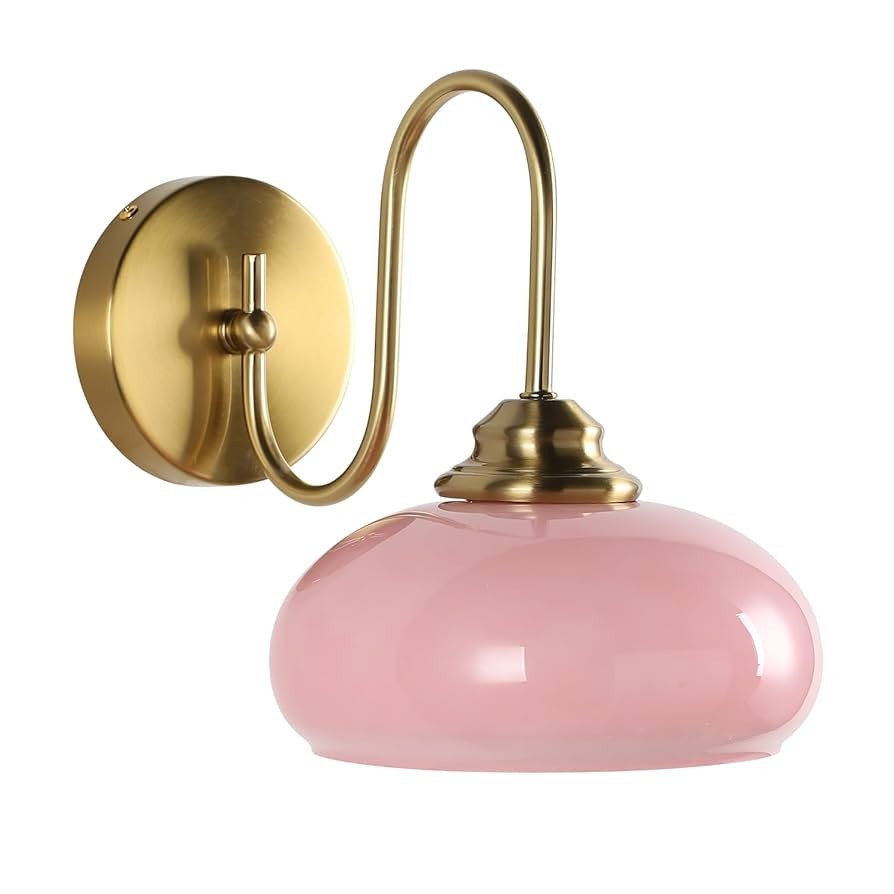 KCO Lighting Nordic Pink Glass Globe Wall Sconce Light Mid Century Modern Gold Wall Light Brushed... | Amazon (US)
