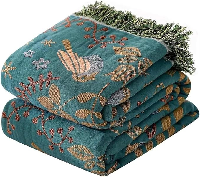 Boho Throw Blanket for Bed 100% Cotton Bohemian Blankets Ultra Soft Woven Muslin Decorative Blank... | Amazon (US)