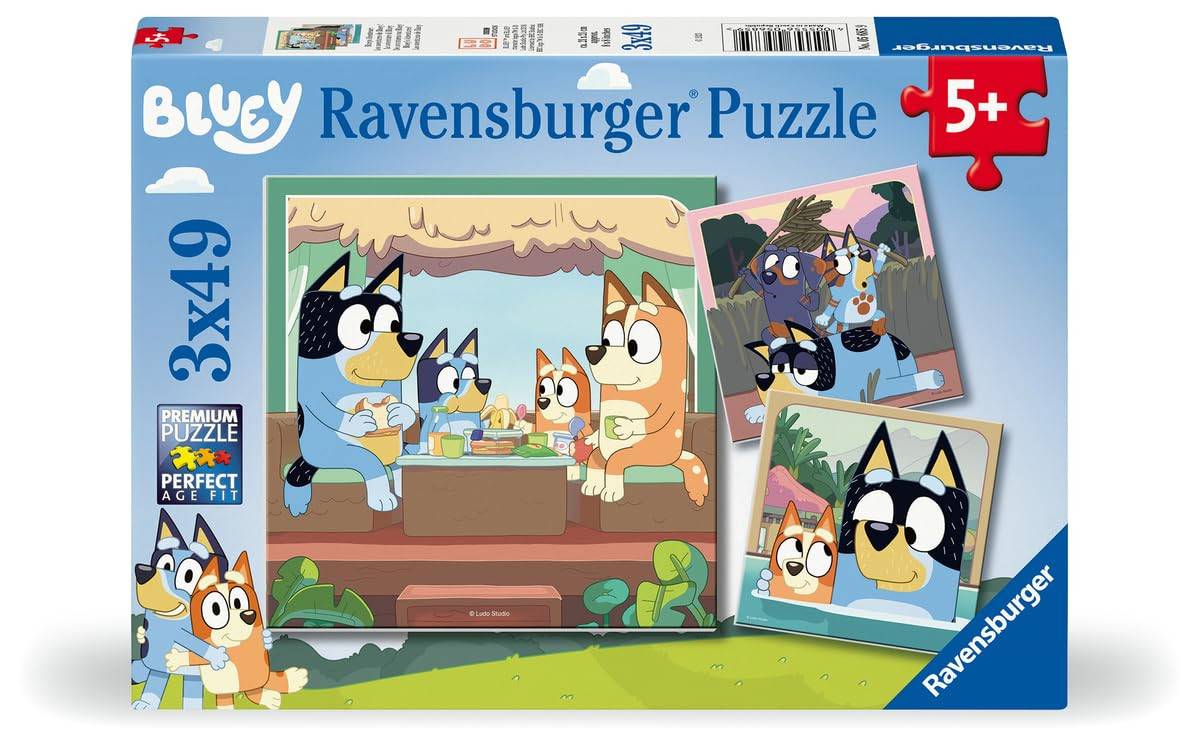 Ravensburger Bluey Toys - 3X 49 Piece Jigsaw Puzzles for Kids Age 5 Years Up - Gifts for Children | Amazon (US)