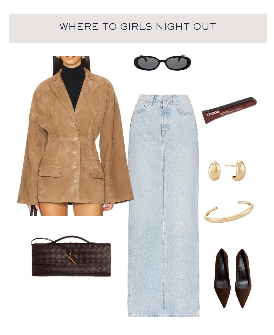 GNO outfit idea


___

Girls night out, styled outfits, outfit idea, ootd, structured jacket, suede jacket, long jean skirt, denim skirt, revolver, bottega veneta, curated outfits, mood boardd