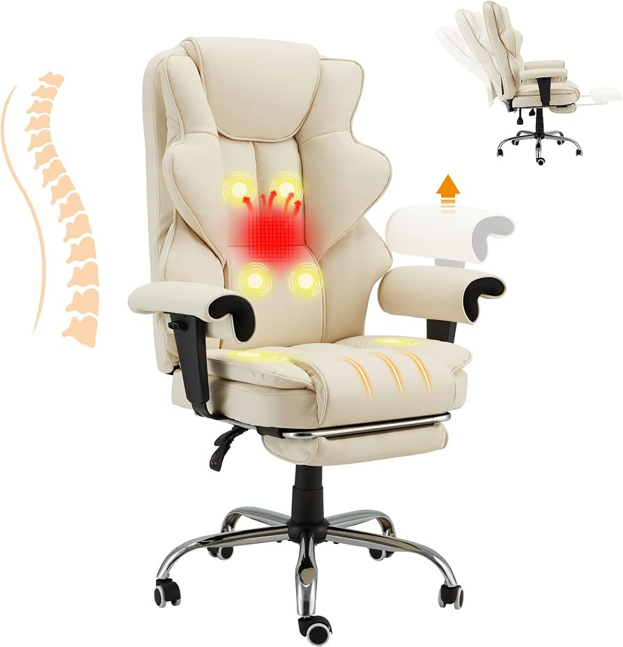 HOMREST 6-Point Massage Executive Chair,Heat Office Chair,Ergonomic Home Office Desk Chairs with ... | Amazon (US)