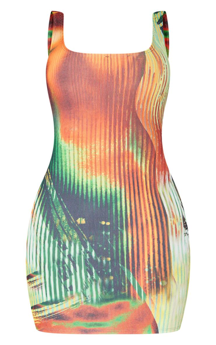 Shape Multi Body Print Rib Low Back Bodycon Dress | PrettyLittleThing US