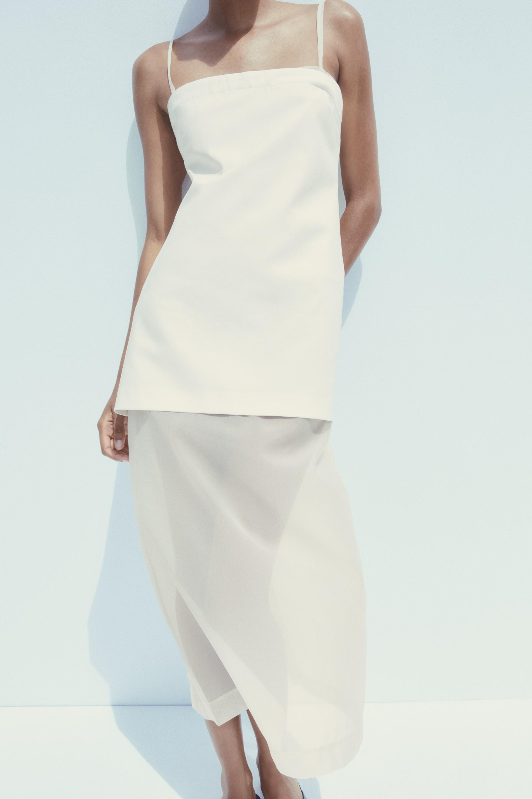 CONTRASTING ORGANZA MIDI DRESS | Zara UK