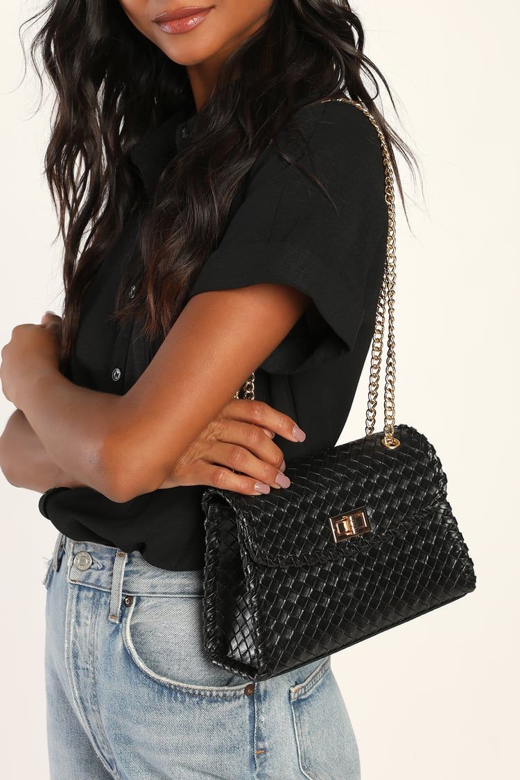 Essential Elegance Black Woven Crossbody Bag | Lulus (US)