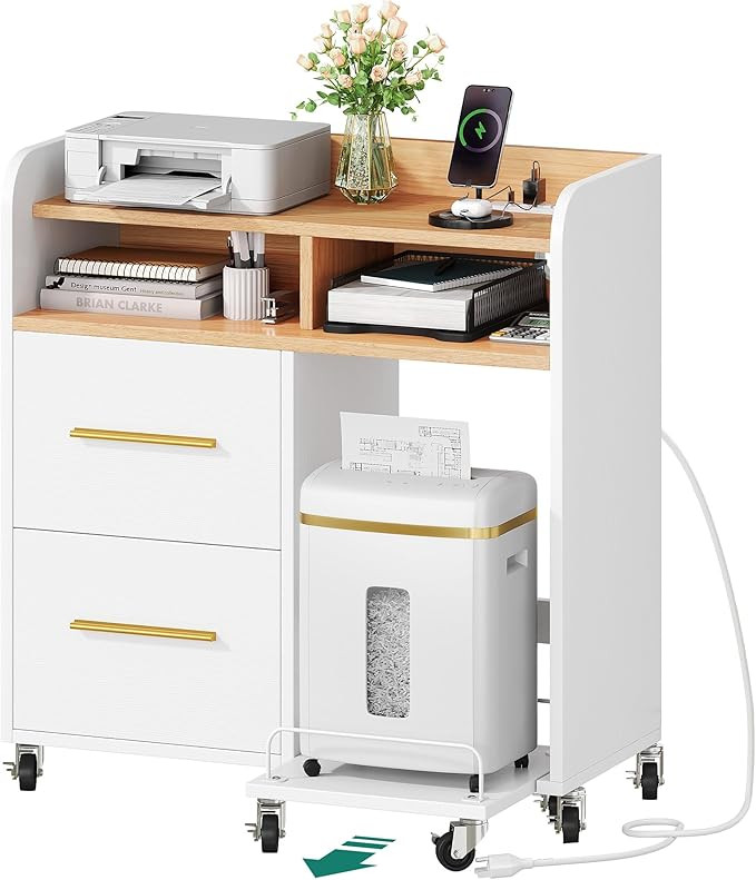 YITAHOME File Cabinet with Charging Station, Printer Table Cabinet for Home Office, Printer Stand... | Amazon (US)