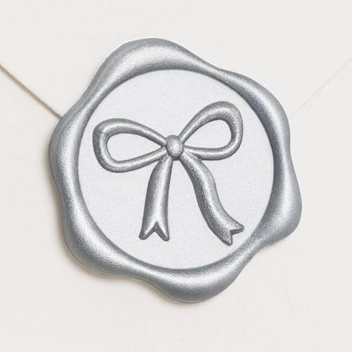UNIQOOO 3D Bow Wax Seal Stickers - 50 Pcs Elegant Self-Adhesive Silver Seals, for Wedding Invitations, Gift Wrapping Decals,Envelopes, Christmas & Party Decor, Greeting Cards | Amazon (US)