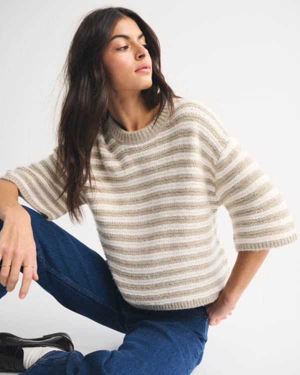 Oversized Textural Stitch Sweater Tee | Abercrombie & Fitch (US)
