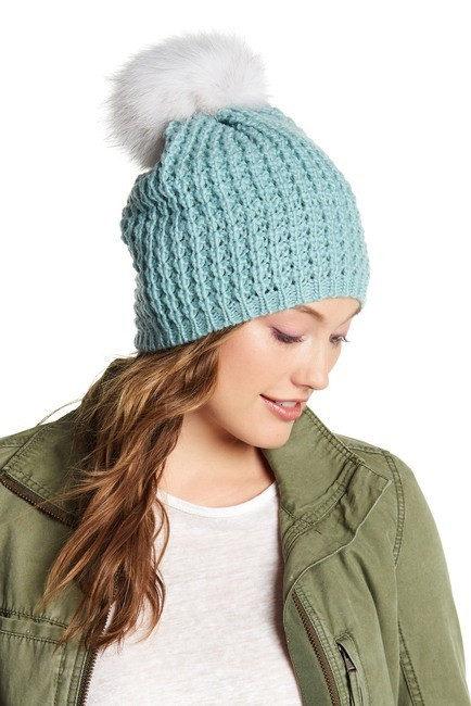 Kyi Kyi | Genuine Fox Fur Pompom Wool Blend Beanie | Nordstrom Rack | Nordstrom Rack