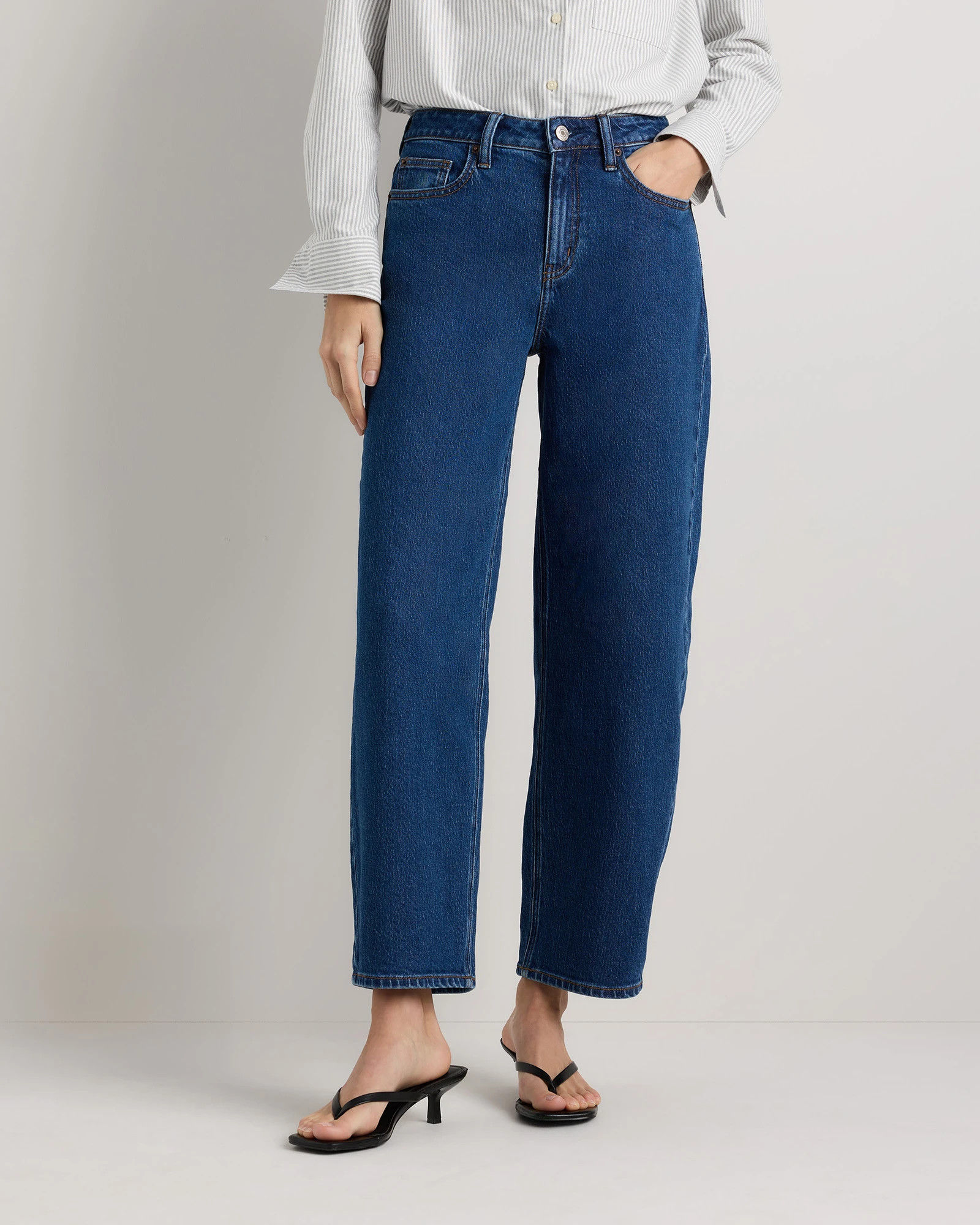 Quince | Women's Bella Stretch Barrel Jeans in Cool Blue, Size 30, Cotton | Quince